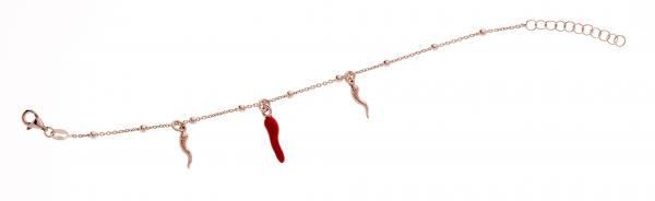 Bracciale Prega&Ama in argento925 con cornetto smaltato rosso - cod.61206RCOR ROSE'
