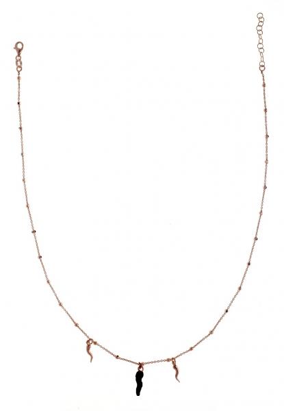 Girocollo Prega&Ama in argento925 con cornetto smaltato nero - cod.61199