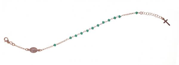 Bracciale rosario pendente Prega&Ama in argento925 con pietre verdi